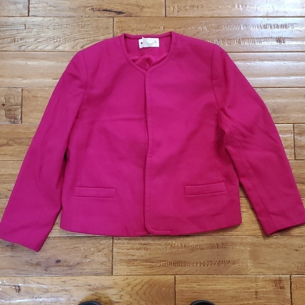 Appleseed's wool hot pink crop blazer